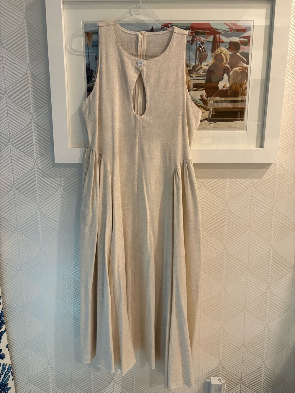 Neutral Sleeveless Keyhole Midi Dress - Brand